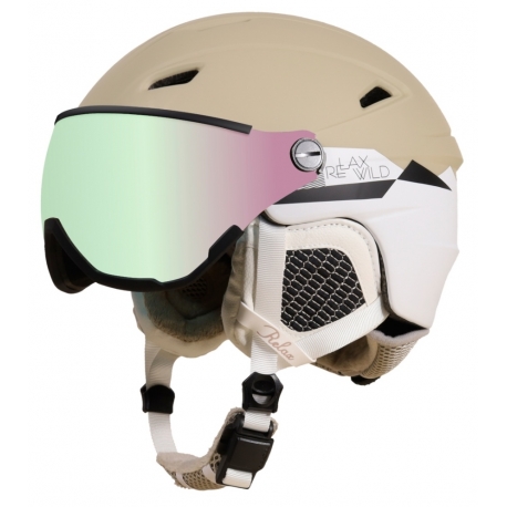 Šalmas Relax Stealth beige/white (su stiklu2)