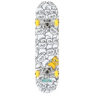 Meow Sticker Pile Skateboard (8" – White)