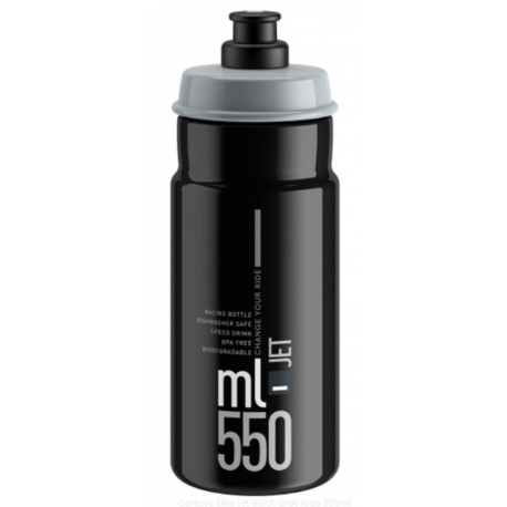 Gertuvė Elite Jet Black Grey logo 550ml